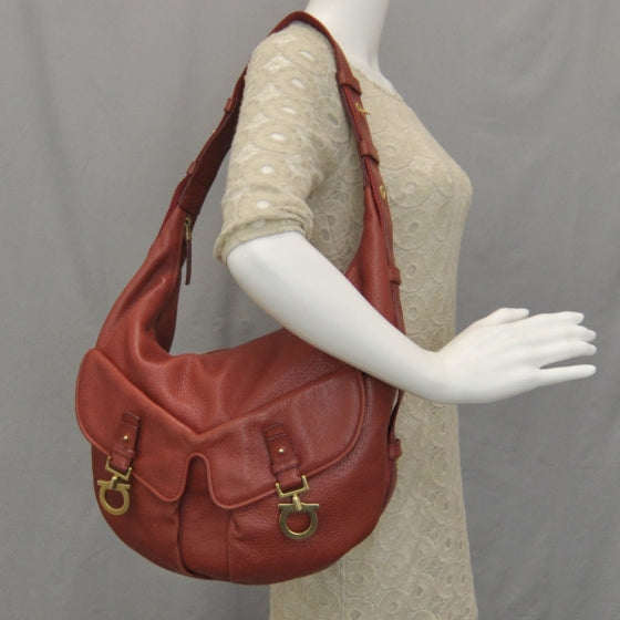 FASHIONPHILE SALVATOREFERRAGAMOLeatherGanciniHoboRed 2 of 7