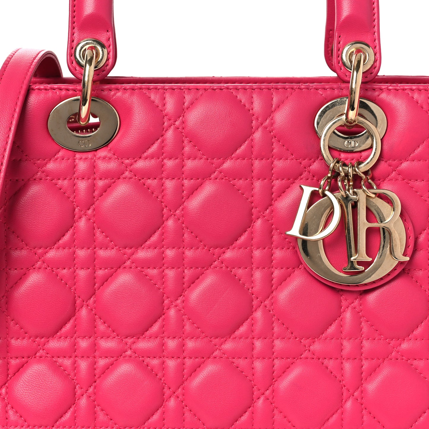 Lambskin Cannage Medium Lady Dior Fuchsia