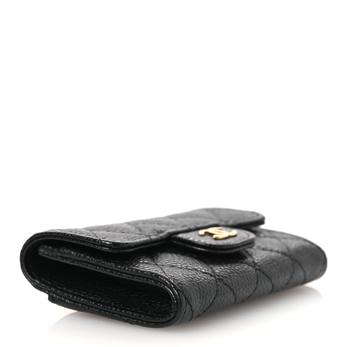 Caviar Quilted Flap Card Holder Black