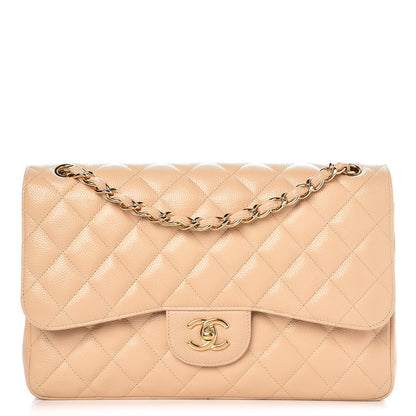 Chanel Caviar Quilted Jumbo Double Flap Beige 1 of 10