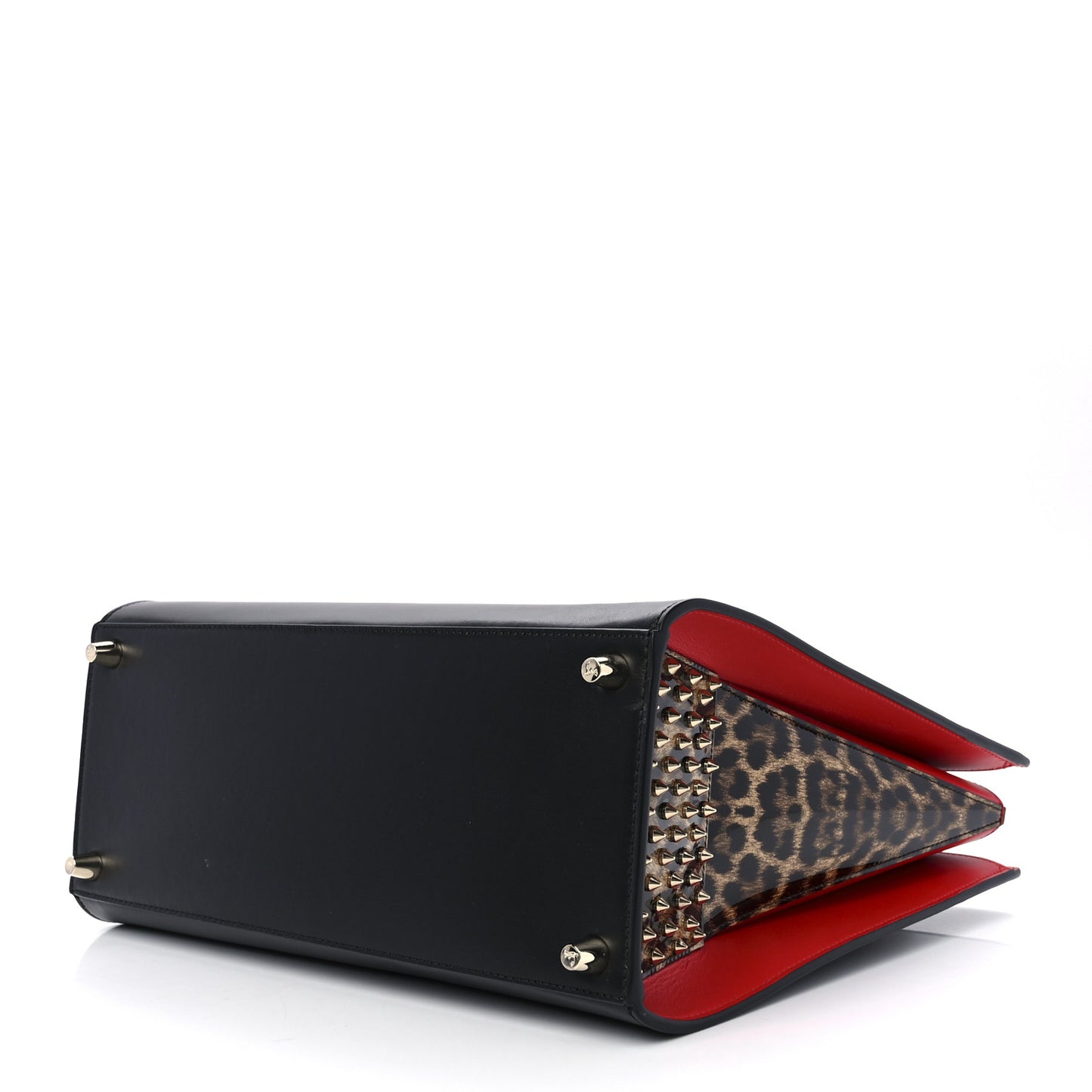 Calfskin Patent Leopard Spiked Large Paloma Black