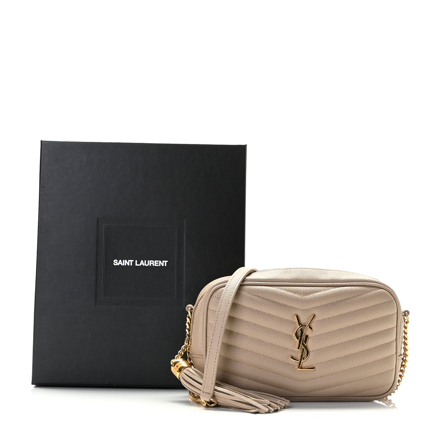 Saint Laurent Grain De Poudre Matelasse Monogram Mini Lou Camera Bag Dark Beige 11 of 11