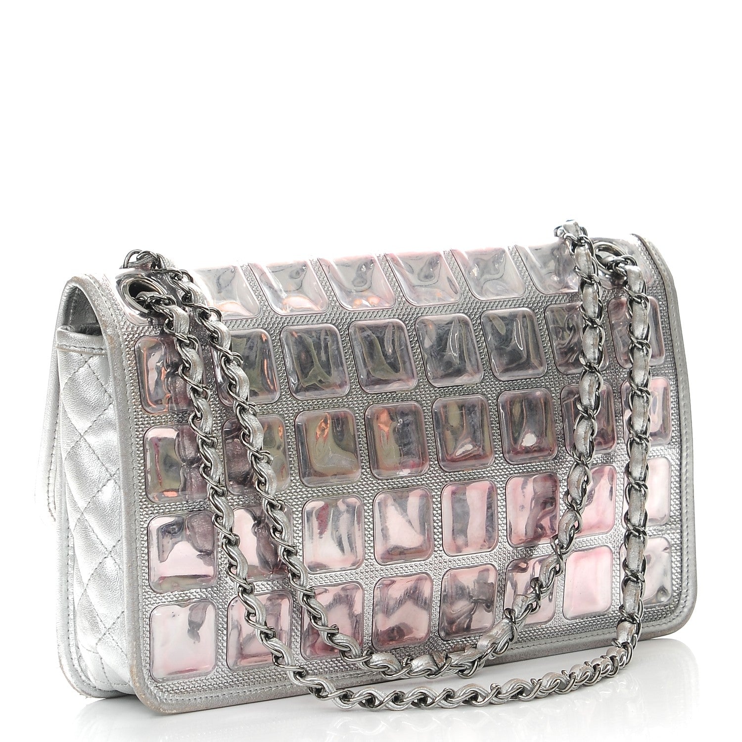 Chanel Vinyl Large Ice Cube Flap Silver 3 of 15
