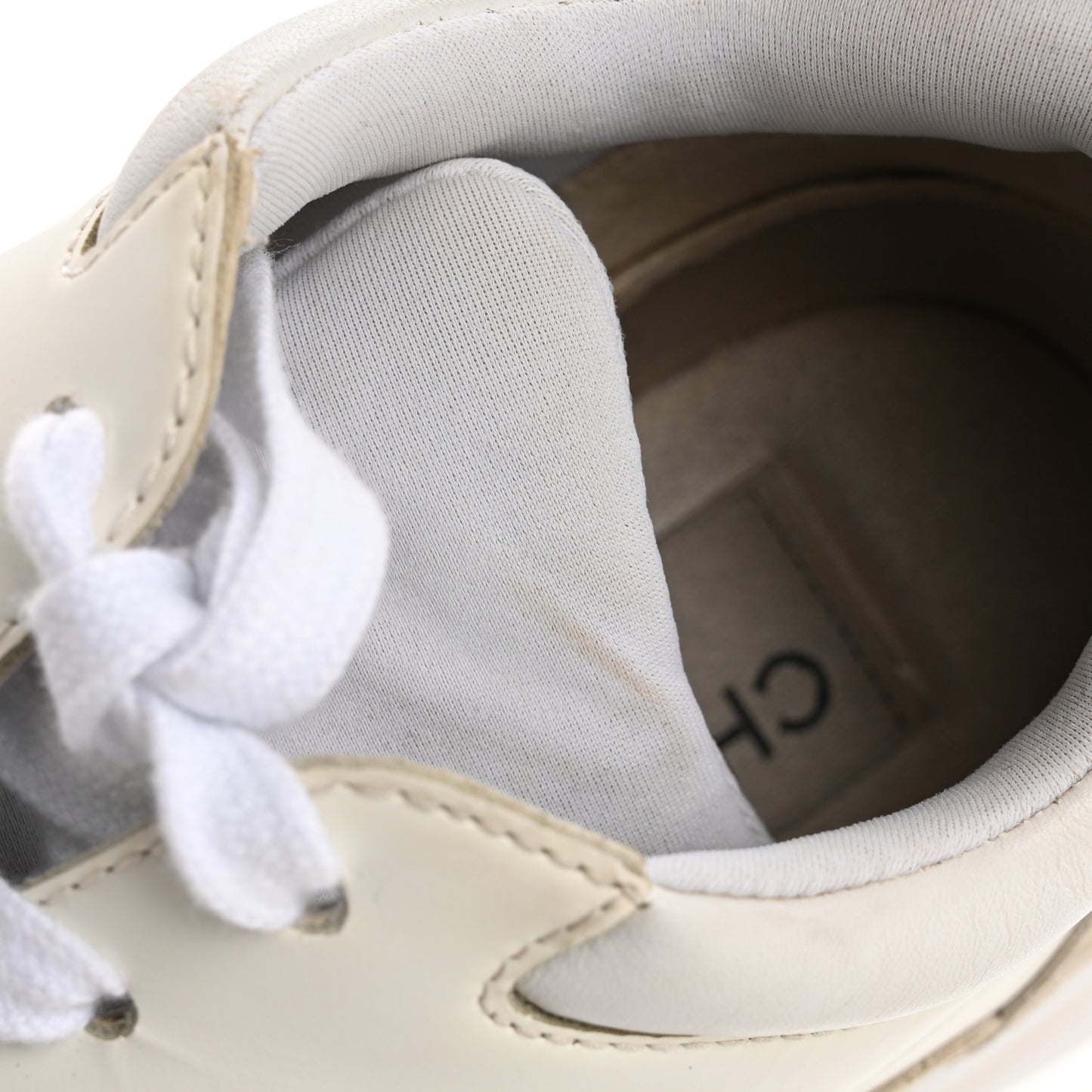 Suede Calfskin Fabric CC Sneakers 36.5 White