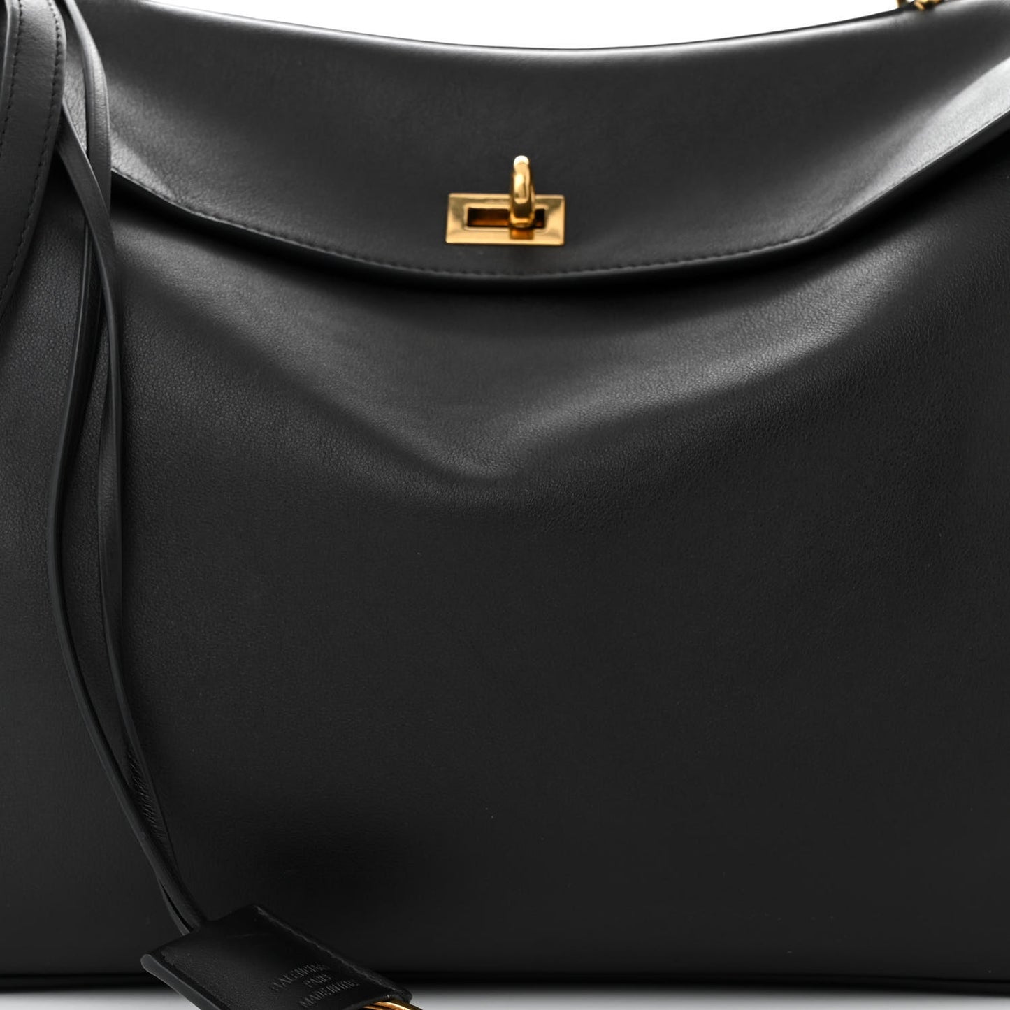 Natural Smooth Calfskin Medium Rodeo Top Handle Handbag Black