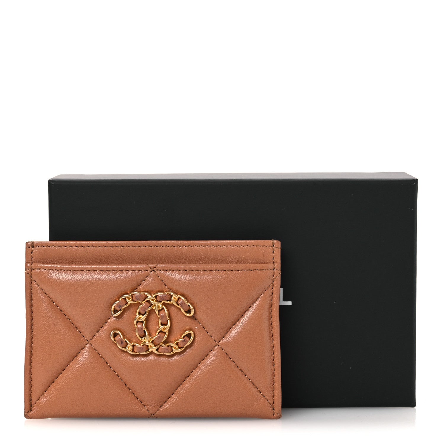 Chanel Lambskin Quilted Chanel 19 Card Holder Brown 10 of 10