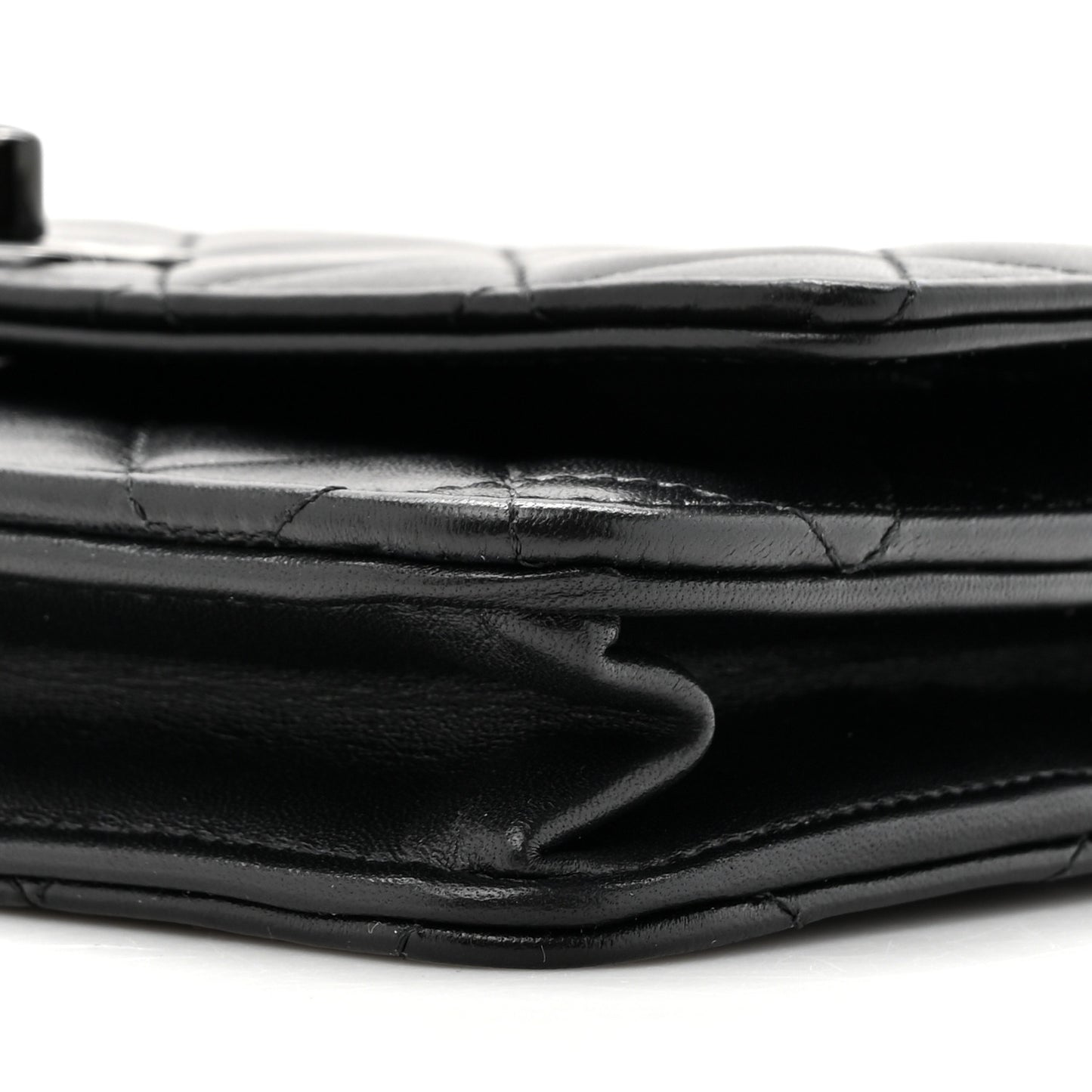 Lambskin Quilted Trendy CC Wallet On Chain WOC So Black