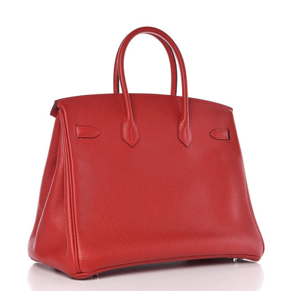 Hermes Taurillon Clemence Birkin 35 Rouge Casaque 3 of 30