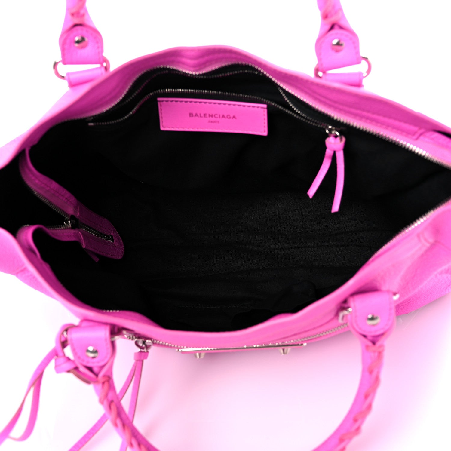 Balenciaga Chevre Silver Metallic Edge Hardware City Rose Fluo 5 of 13