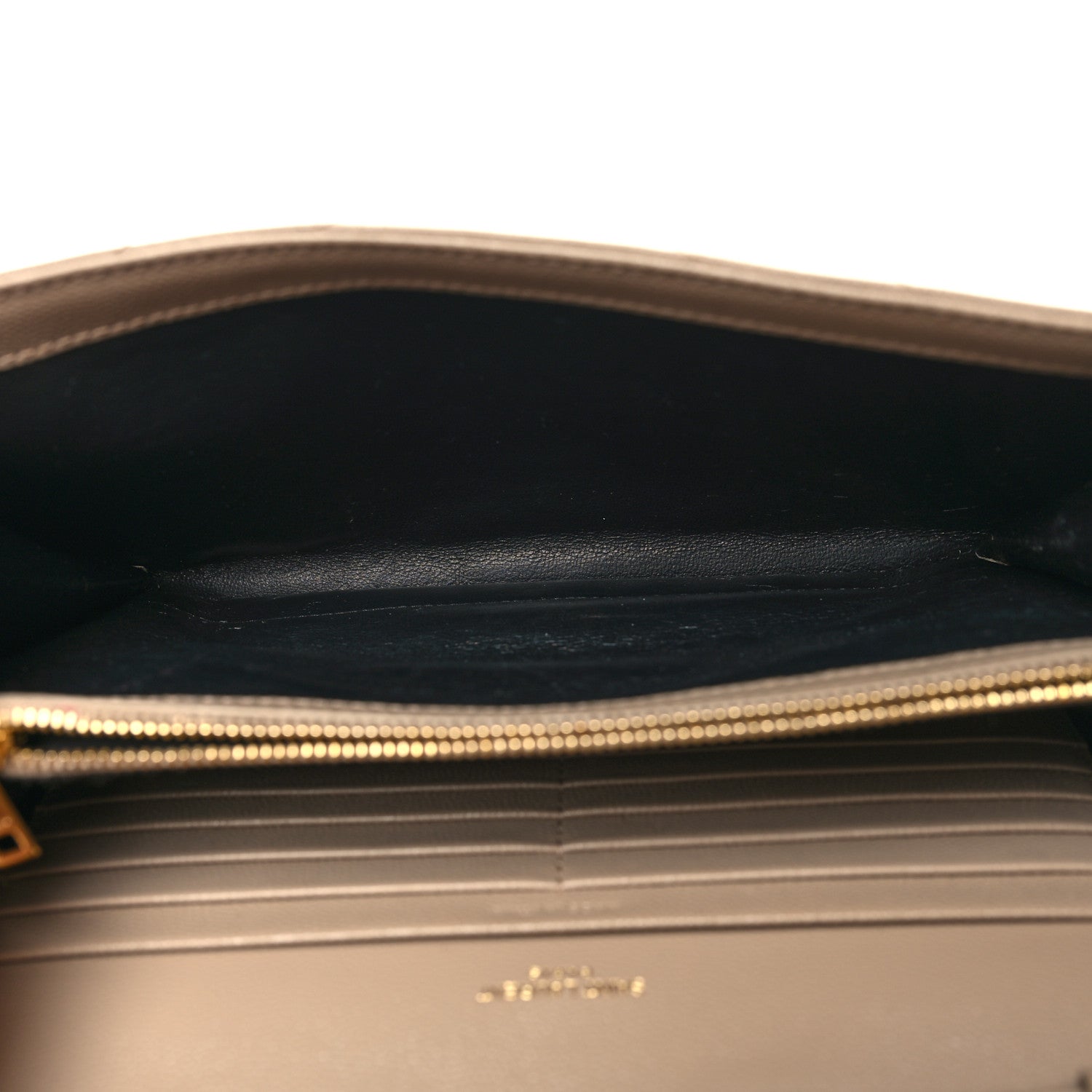 Saint Laurent Grain De Poudre Matelasse Chevron Monogram Chain Wallet Dark Beige 5 of 10