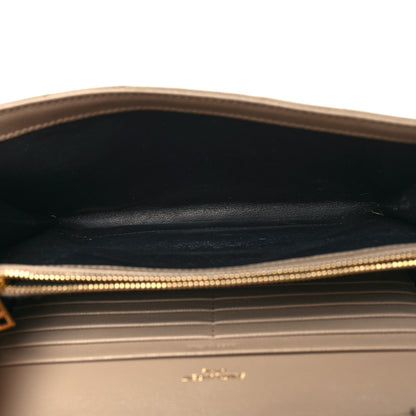Saint Laurent Grain De Poudre Matelasse Chevron Monogram Chain Wallet Dark Beige 5 of 10