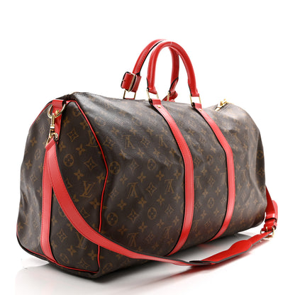 Louis Vuitton Calfskin Monogram Keepall Bandouliere 50 Coquelicot 2 of 9