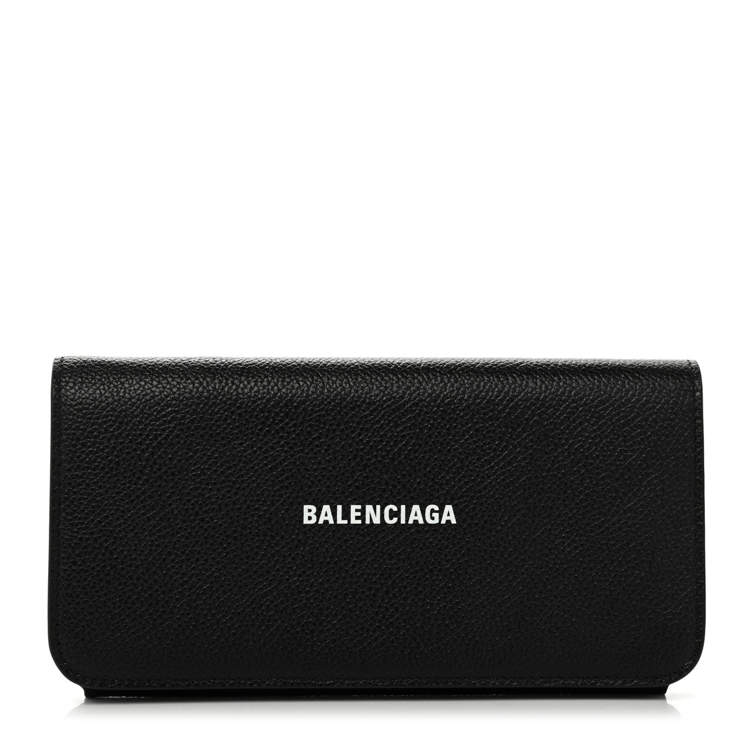 Balenciaga Grained Calfskin Logo Cash Thin Money Wallet Black White 1 of 9