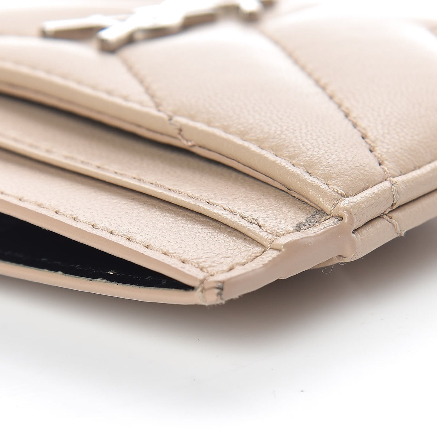 Calfskin Y Quilted Monogram LouLou Credit Card Case Nude Powder
