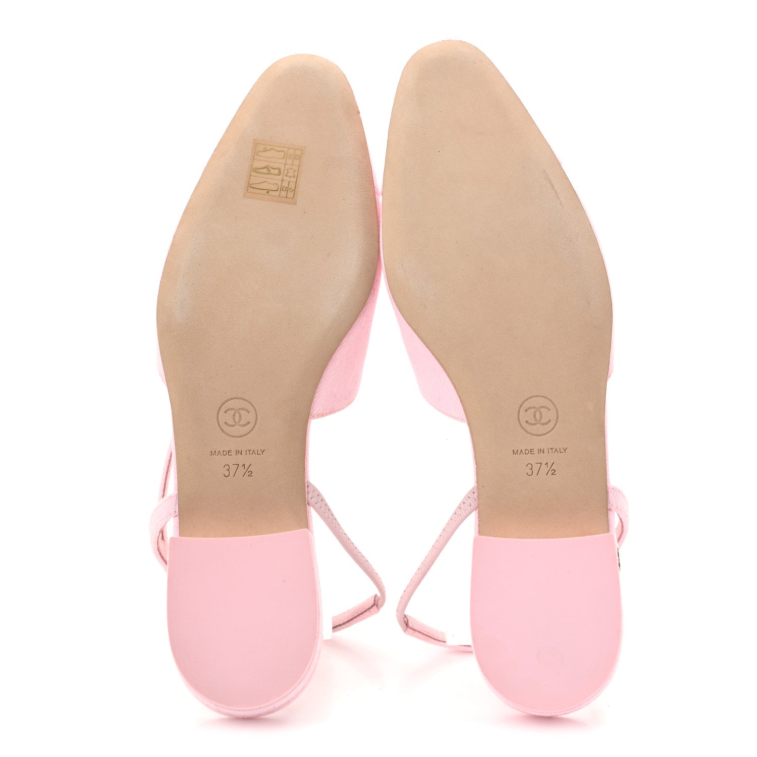 Chanel Denim Cap Toe CC Slingback Flats 37.5 Light Pink 6 of 11
