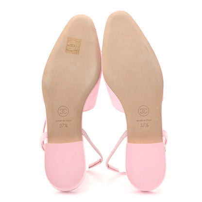 Chanel Denim Cap Toe CC Slingback Flats 37.5 Light Pink 6 of 11