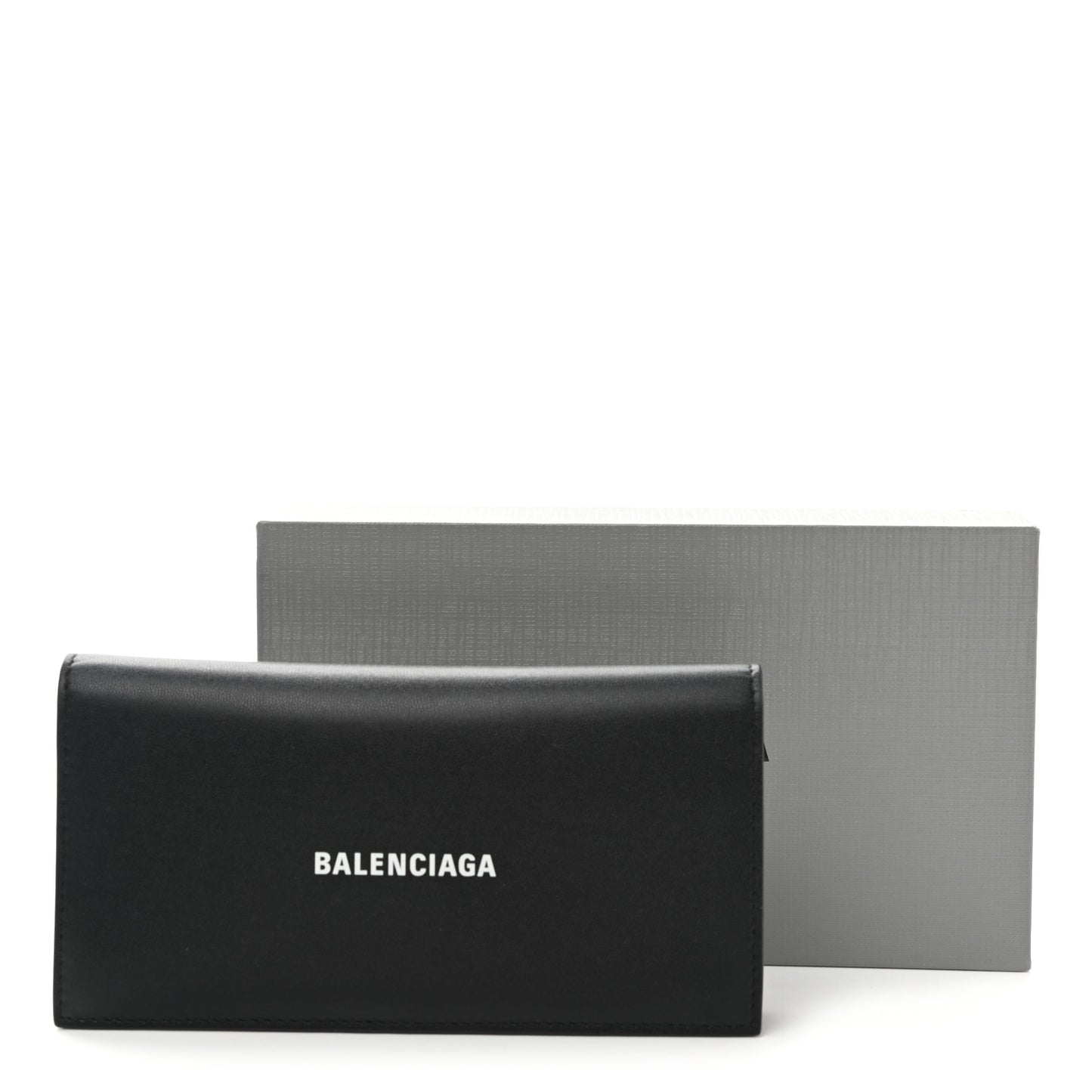 Calfskin Cash Vertical Long Wallet Black