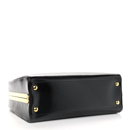 Prada Saffiano Vernice Pyramid Bag Black 4 of 9