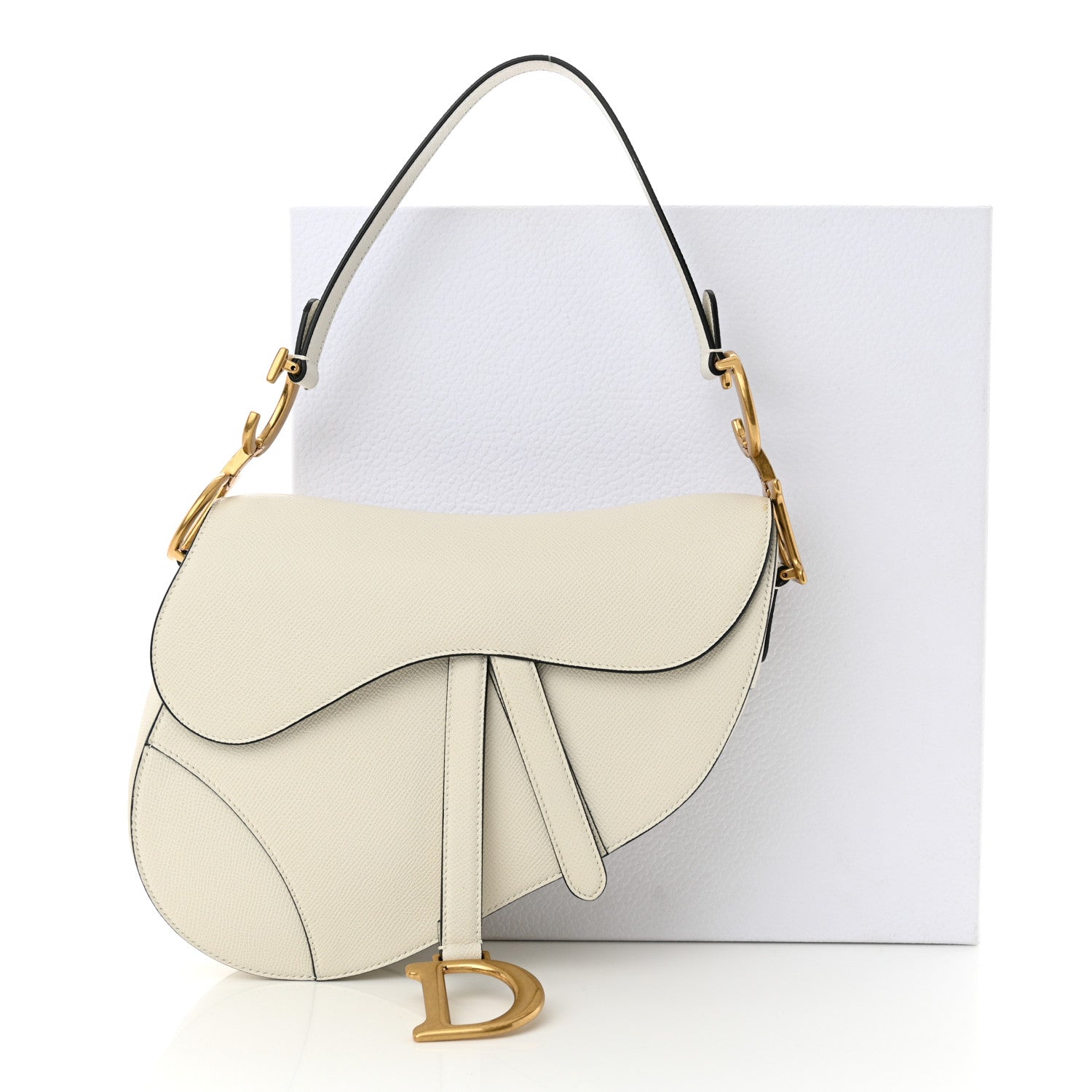 Christian Dior Grained Calfskin Saddle Bag White 11 of 11