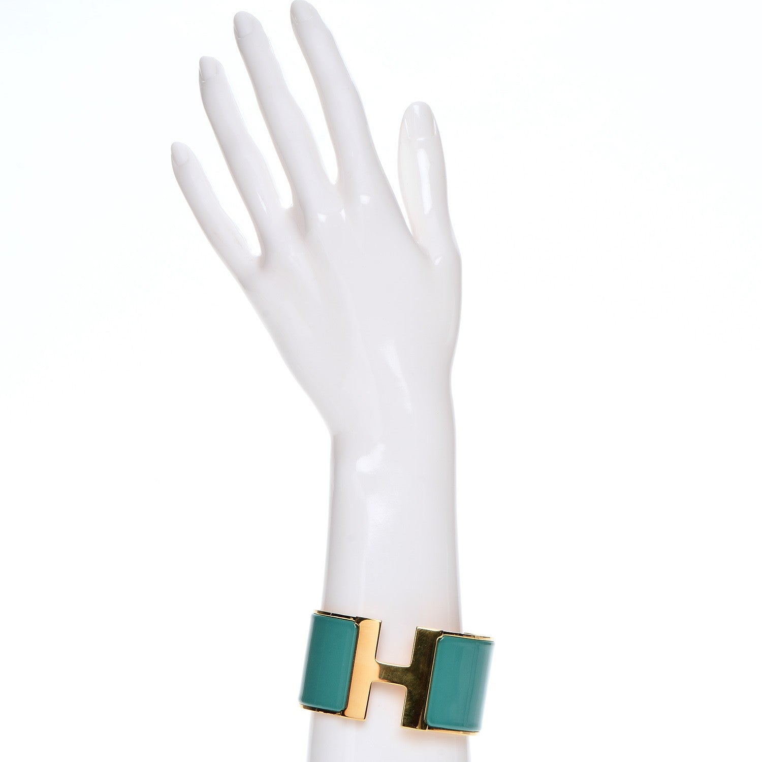 Hermes Enamel Extra Wide Clic Clac H Bracelet GM Emeraude 2 of 4