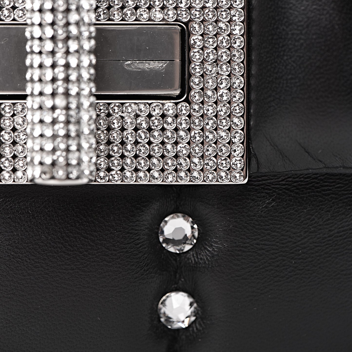 Lambskin Quilted Crystal Small Natalia Chain Bag Black