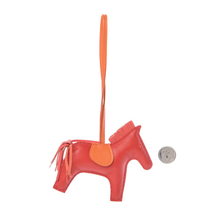 Hermes Milo Lambskin Grigri Rodeo Horse Bag Charm MM Rouge Rose Indien Jaipur Feu 2 of 4