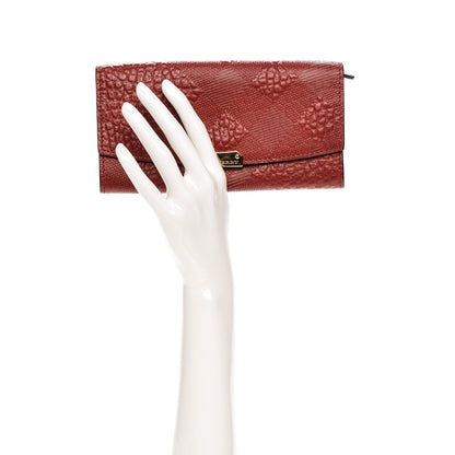 Burberry Signature Grain Calfskin Check Embossed Continental Wallet Red 2 of 7