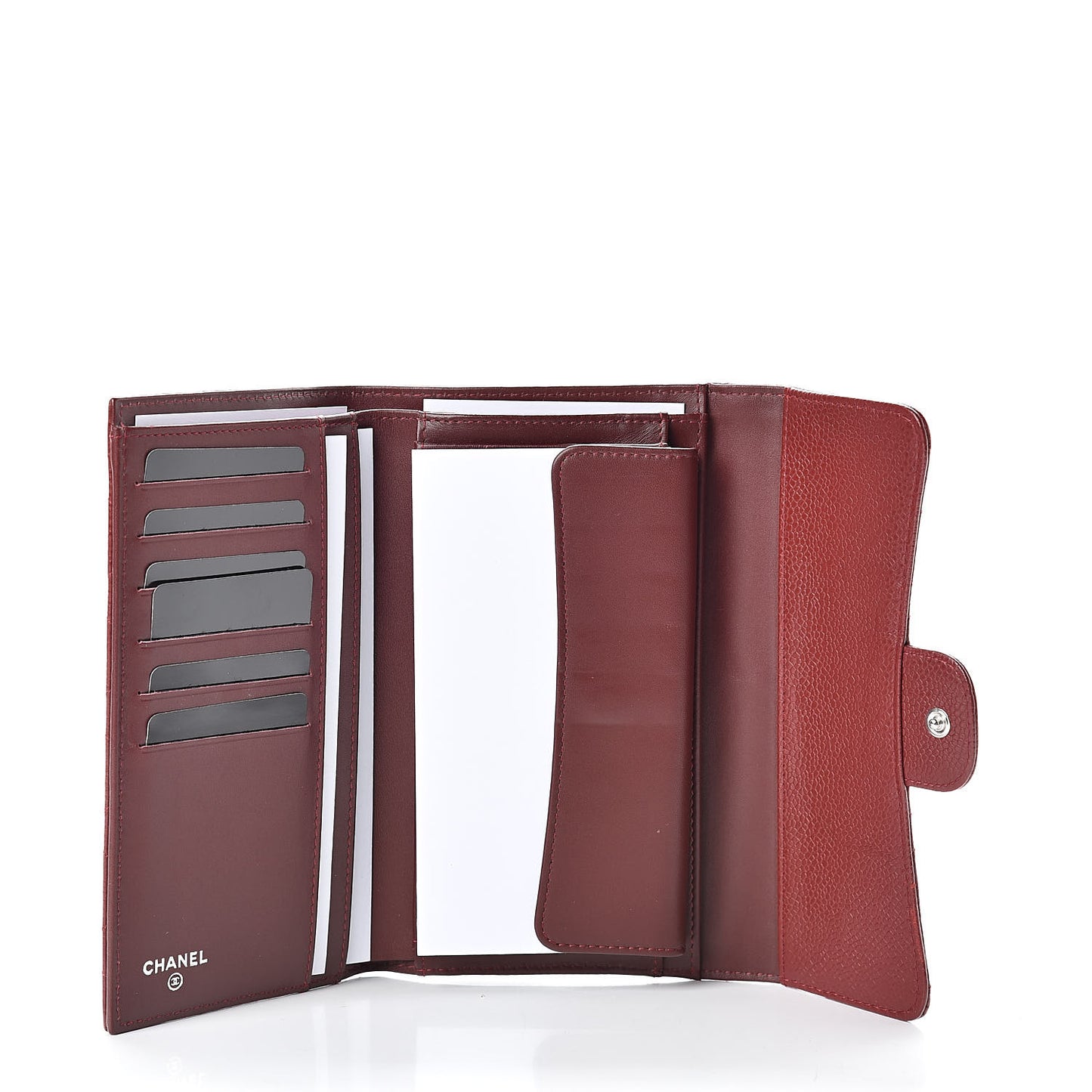 Caviar Quilted Large Flap Wallet Dark Red