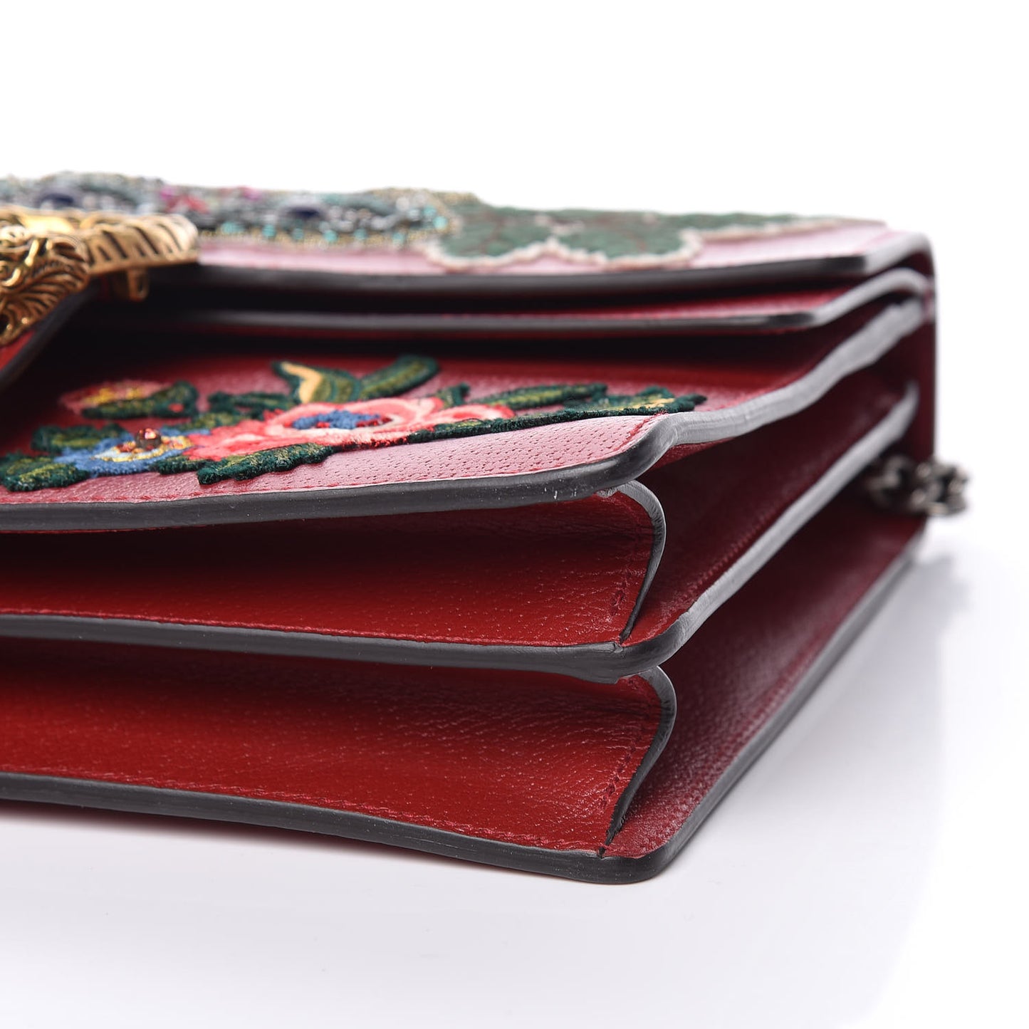 Calfskin Web Raccoon Embroidered Medium Dionysus Shoulder Bag Red