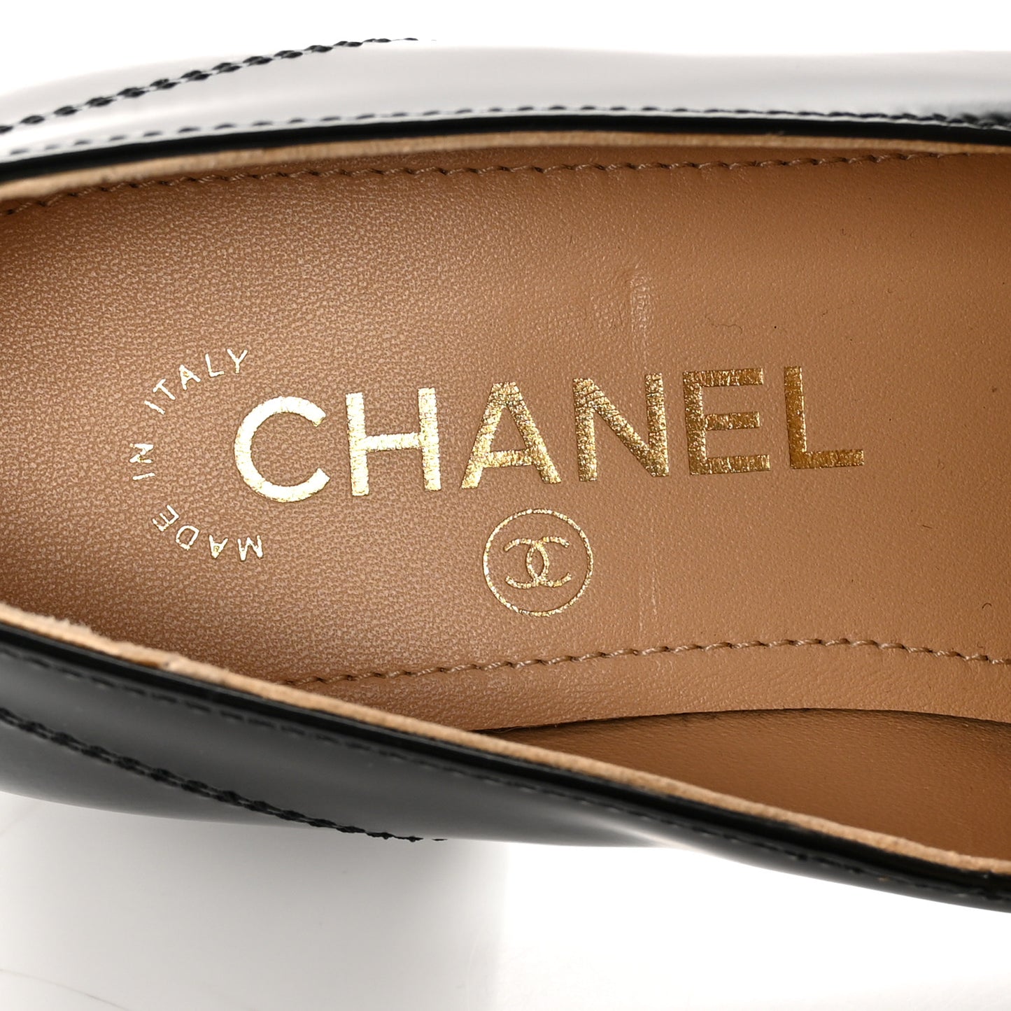 Shiny Calfskin Logo Loafers 37 Black