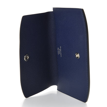 Hermes Epsom Printed Silk Eperon d'Or Bandana Soie-Cool Wallet Bleu Marine 8 of 9
