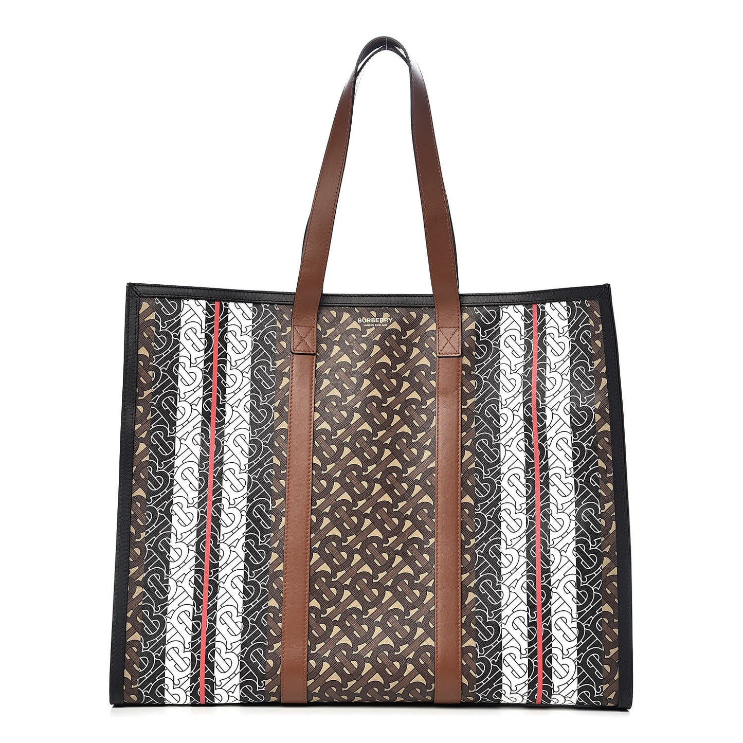 E-Canvas Monogram Stripe Book Tote Bridle Brown