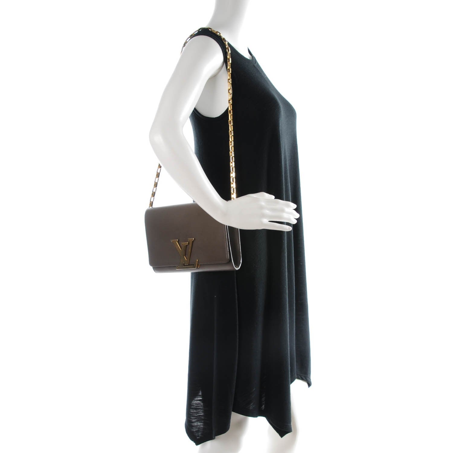 Louis Vuitton Calfskin Chain Louise GM Granit 2 of 7