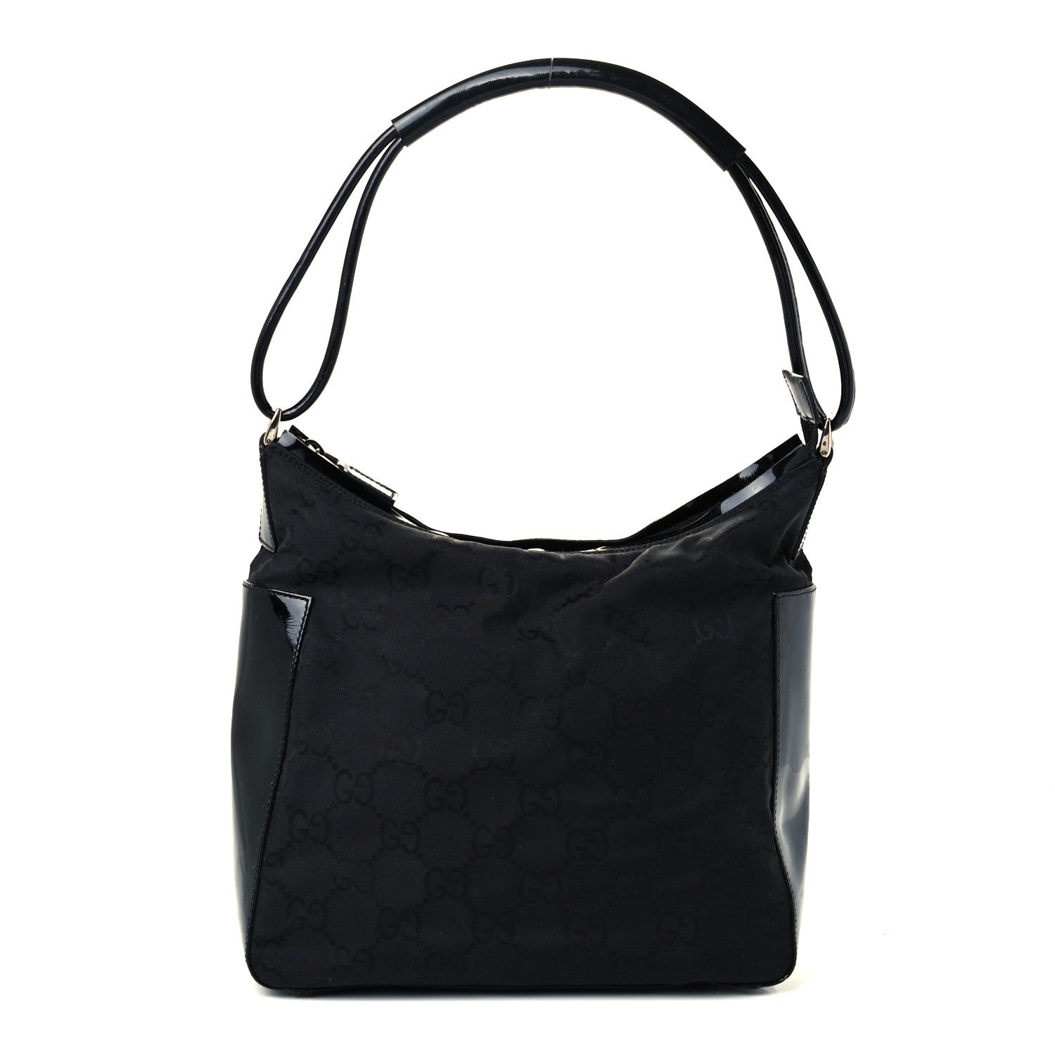Gucci Canvas Patent Monogram Shoulder Bag Black 1 of 11