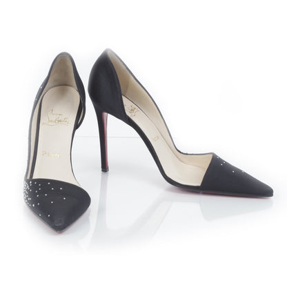 Christian Louboutin Satin Strass Helmoon d'Orsay Pumps 40 Black 1 of 6