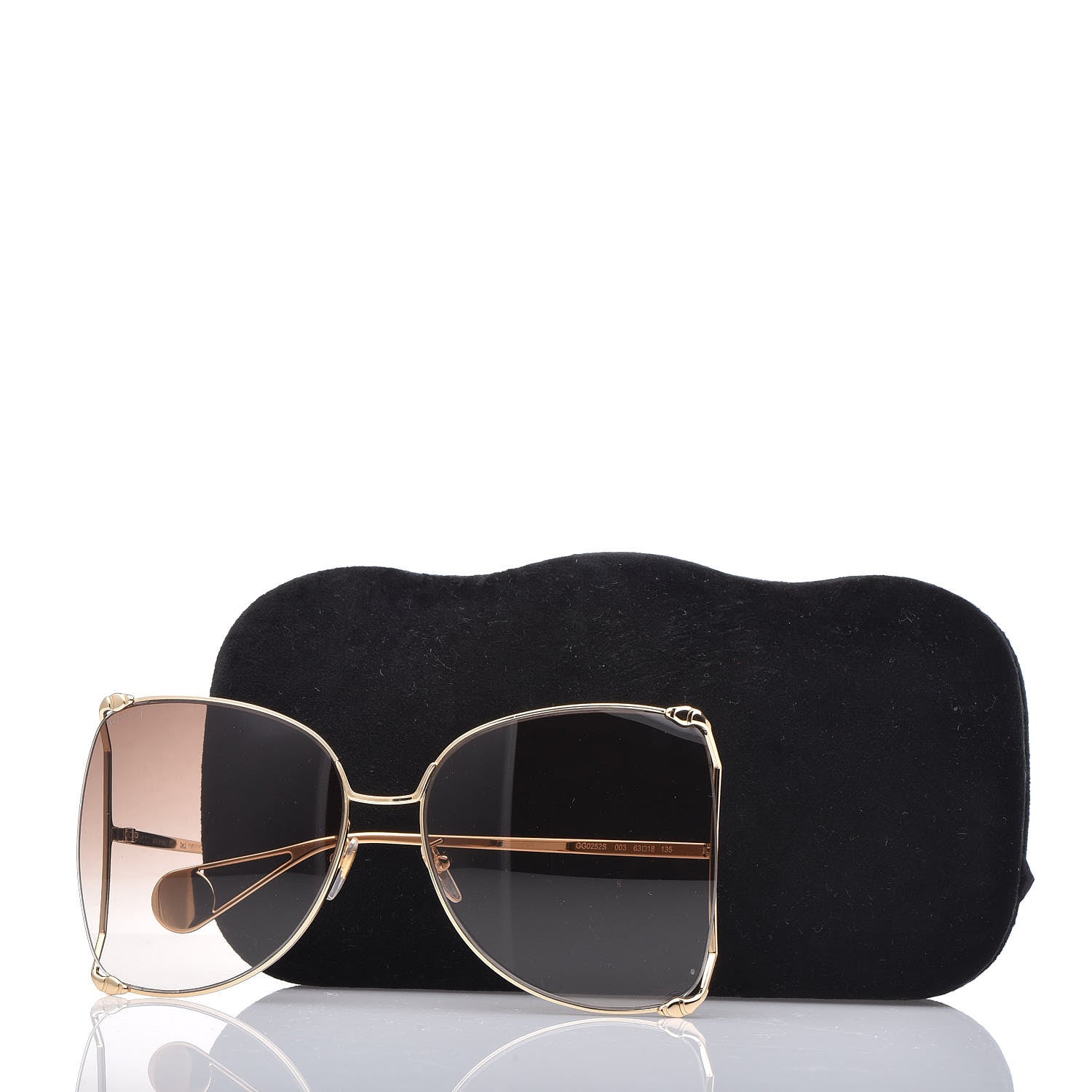 Gucci Oversized Round Sunglasses GG0252S Gold Brown 5 of 5