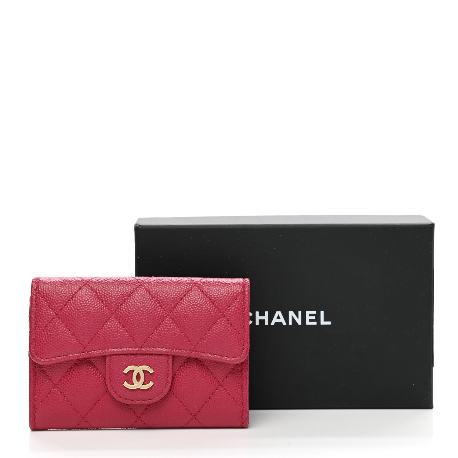 Chanel Caviar Quilted Flap Card Holder Wallet Dark Pink 9 of 9