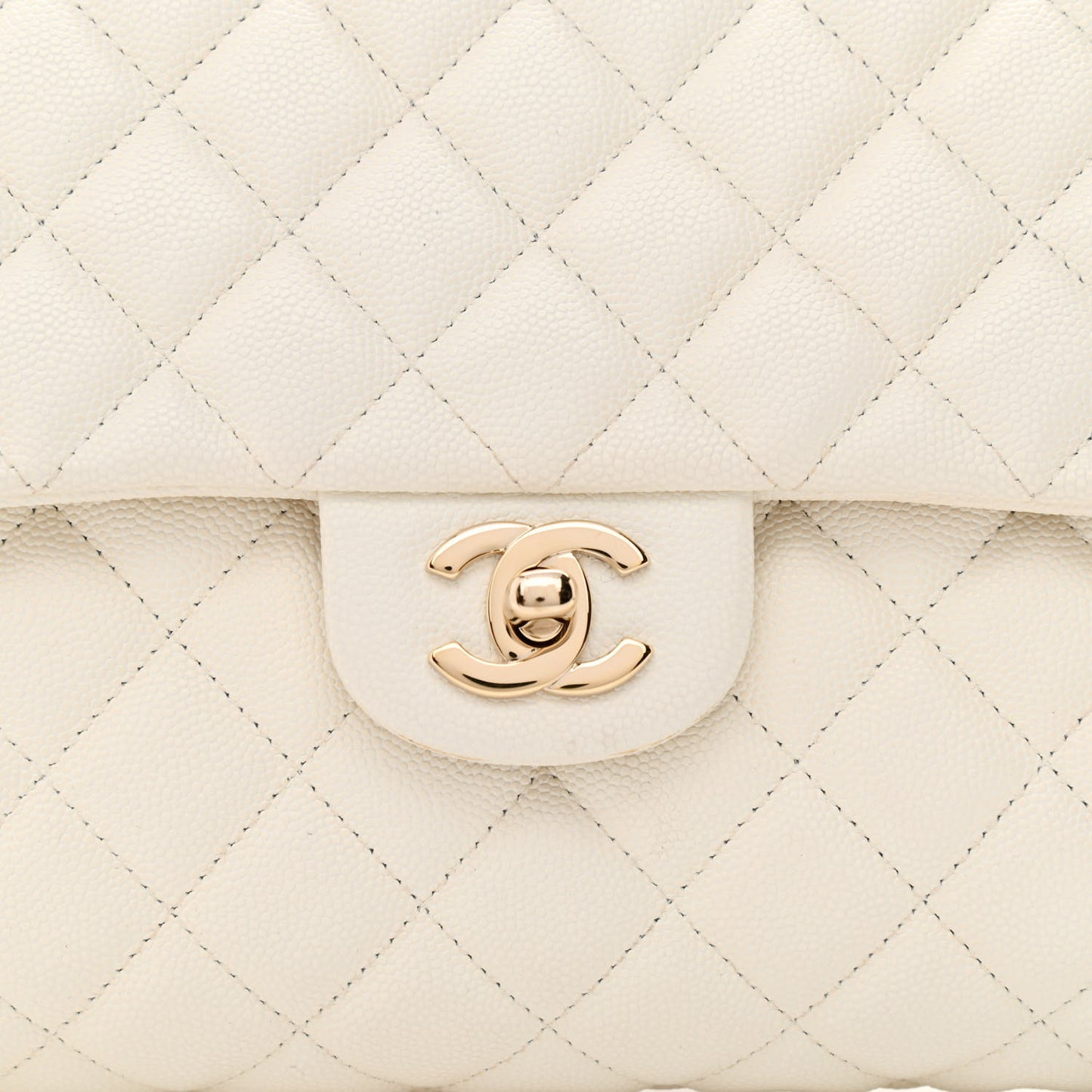 Caviar Quilted Flap Clutch White