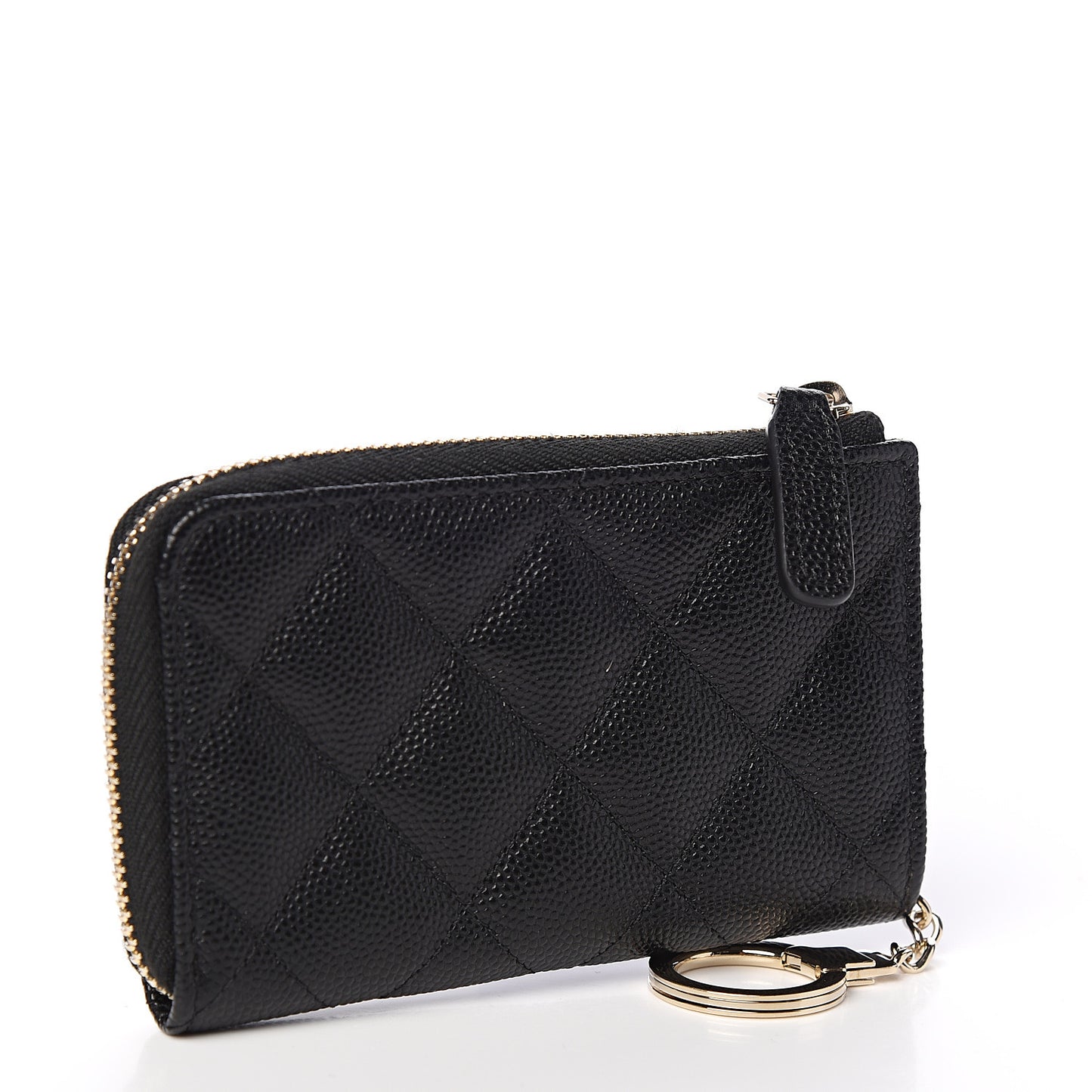 Caviar Quilted Key Holder Case Black