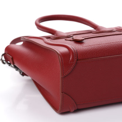 Celine Drummed Calfskin Nano Luggage Red 7 of 11