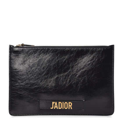 Christian Dior Crinkled Calfskin J'Adior Flat Clutch Black 1 of 6