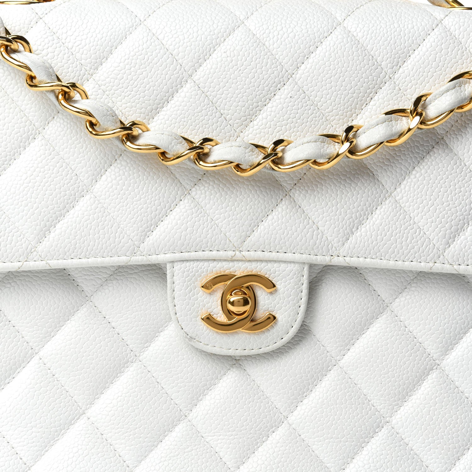 Chanel Caviar Quilted Jumbo Single Flap White 20 of 20
