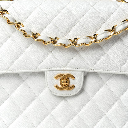 Chanel Caviar Quilted Jumbo Single Flap White 20 of 20