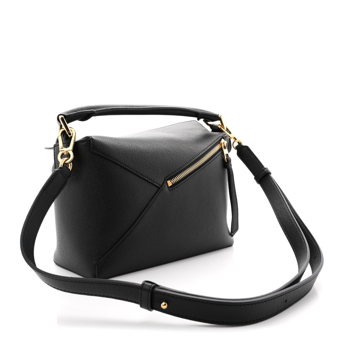 Grained Calfskin Small Puzzle Bag Black