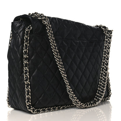 Chanel Washed Lambskin Quilted Maxi Chain Around Flap Black 3 of 9