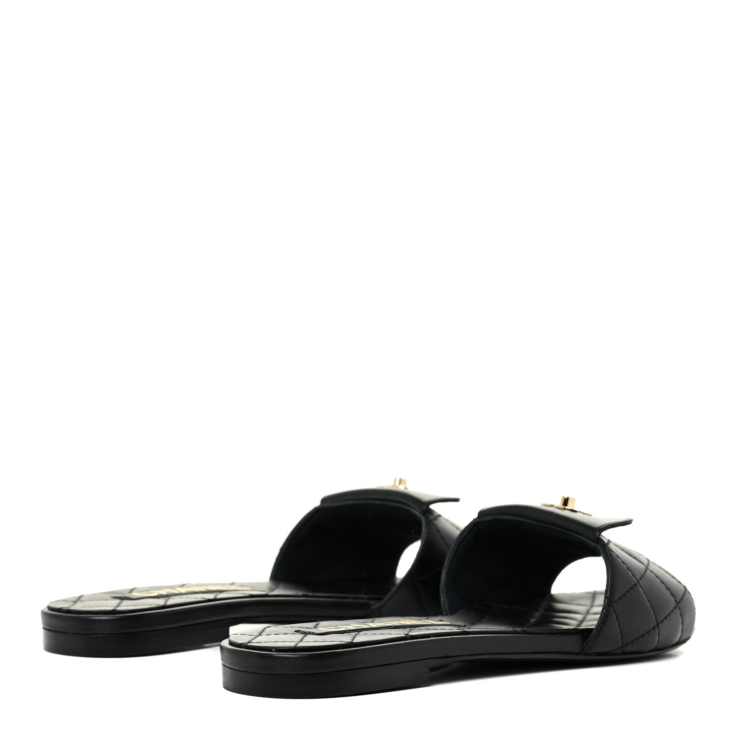 Chanel Lambskin Quilted CC Turnlock Sandals 36.5 Black 4 of 15