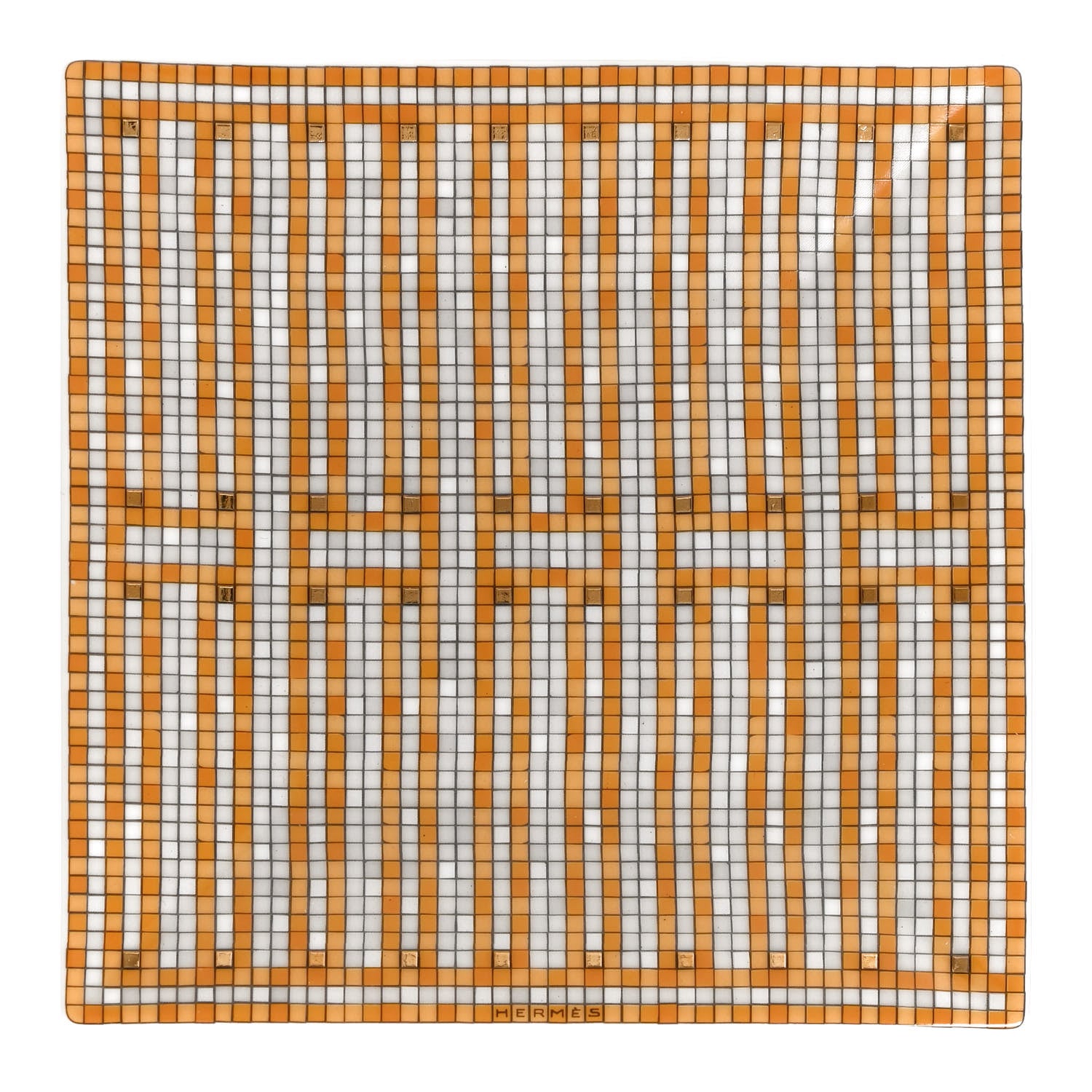 Hermes Porcelain Mosaique au 24 Square Plate N°2 Gold 1 of 6