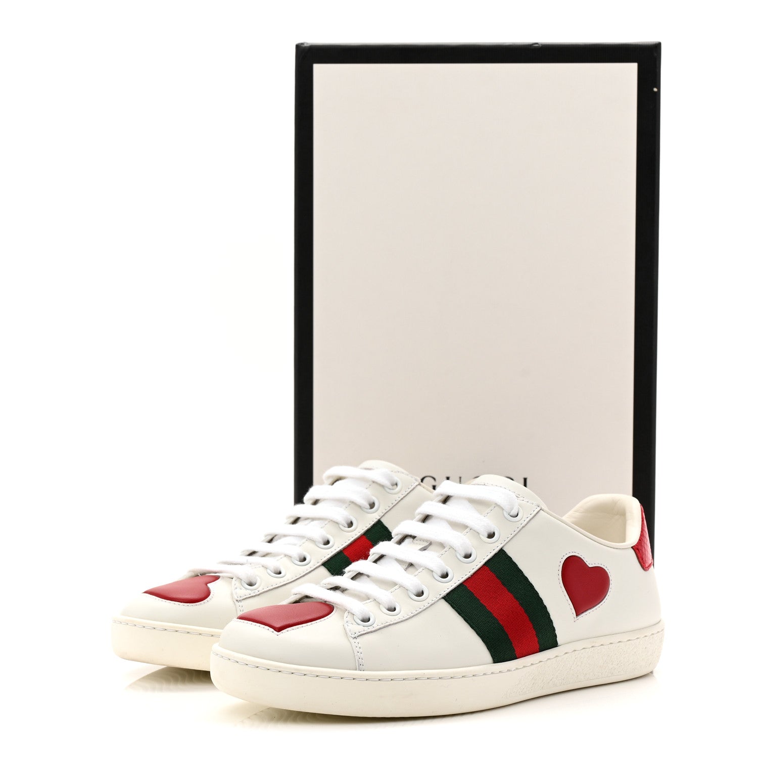 Gucci Heart Ace Sneakers, White, It 35