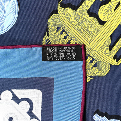 Hermes Silk Merveilleuses Lanternes Scarf 90 Marine Jaune Bleu Ciel 2 of 6