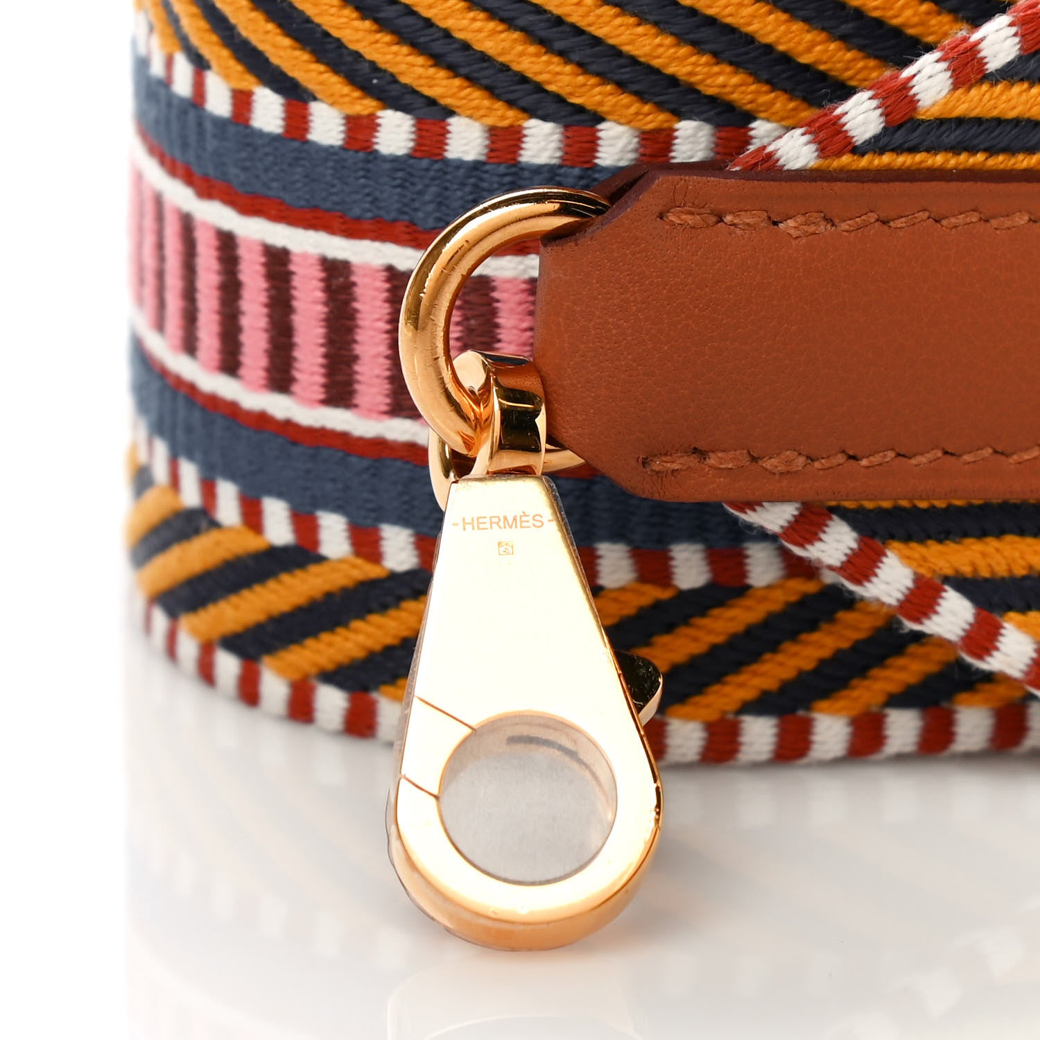 Hermes Toile Swift 50mm Sangle Cavale Shoulder Strap Ambre Rose D'Ete Gold 3 of 7